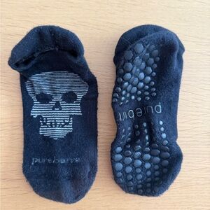Pure Barre Black Skull Grip Socks